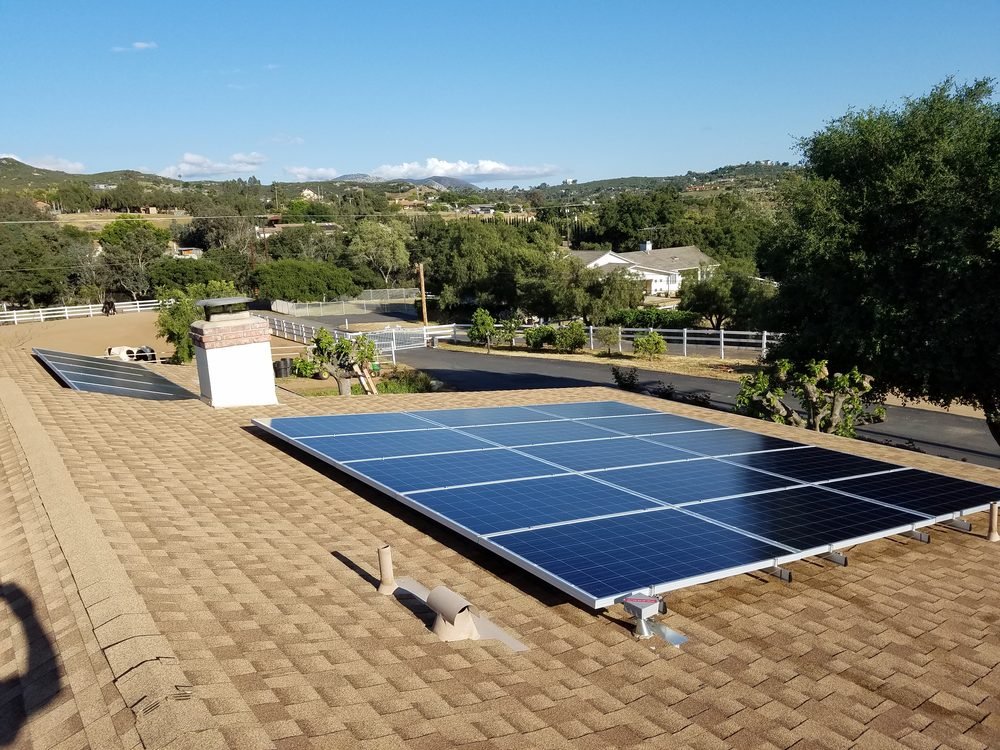 Completed rooftop solar array on a single family home